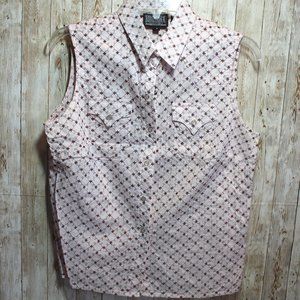 RoughRider Pink w/brown Sleeveless Snap Down Small